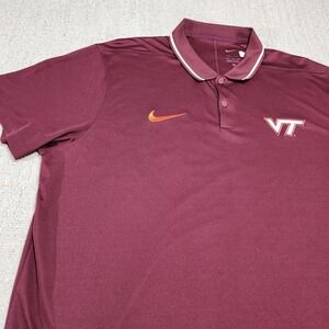 Virginia Tech Hokies Shirt Men XXL Team Issue VT Football Polo Nike Dri Fit ADV